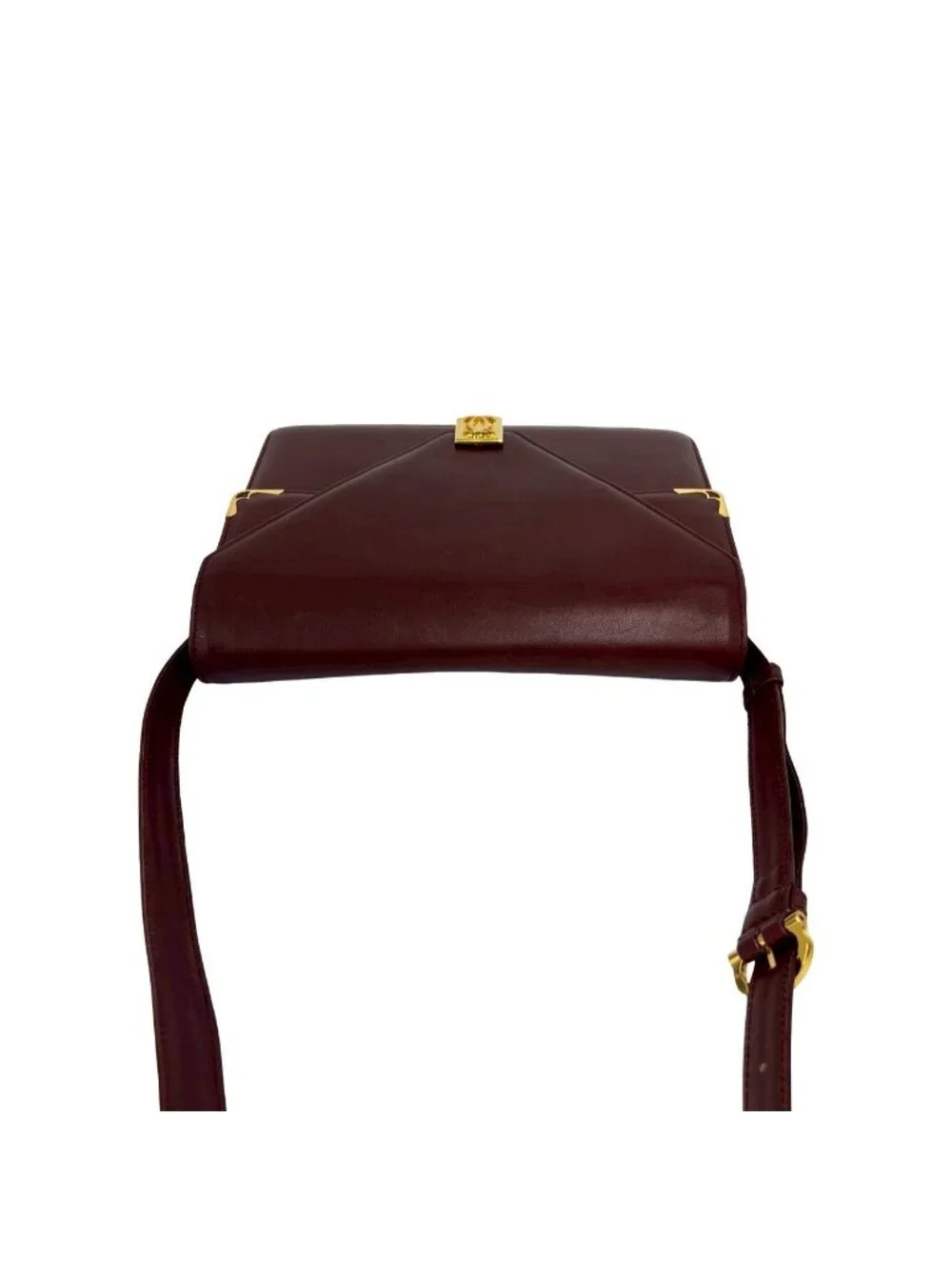 Cartier Must Line Leather Shoulder Bag Pochette Crossbody Wine Red Bordeaux